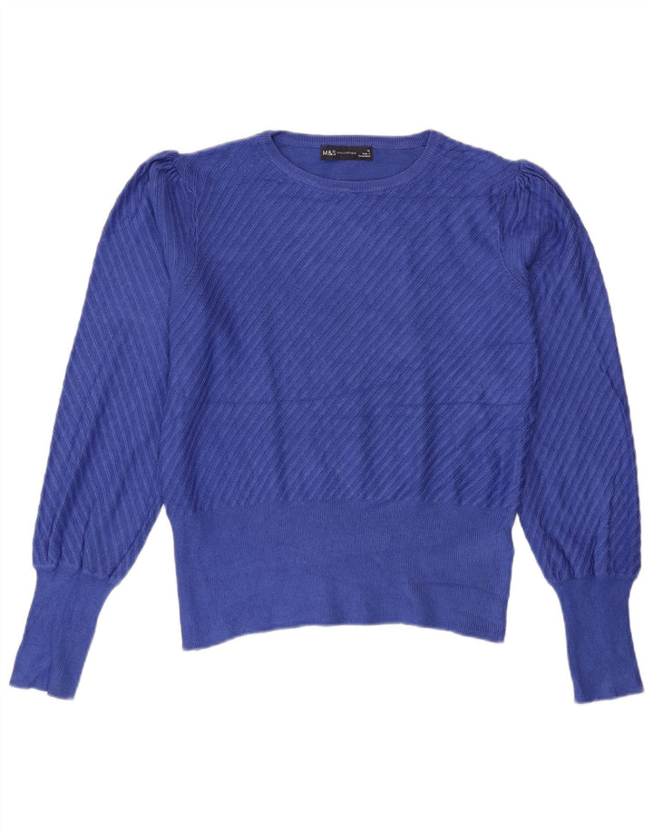 Marks & Spencer Damski sweter z dekoltem w łódkę UK 12 Średni niebieski wiskoza