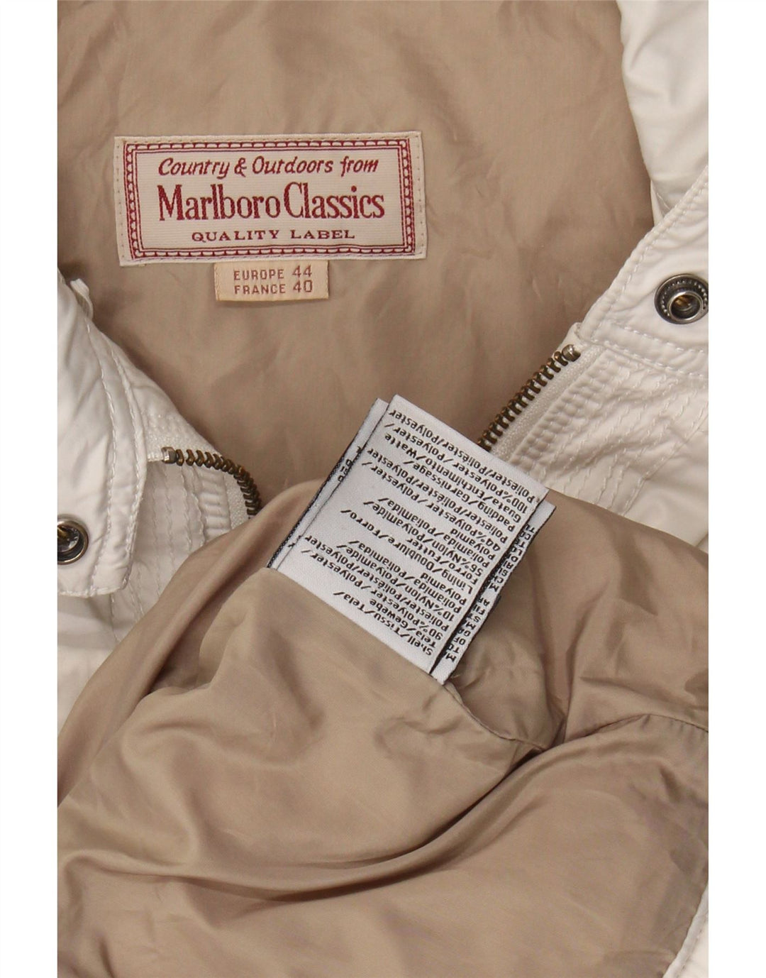 MARLBORO CLASSICS Womens Padded Coat EU 44 XL White Polyester Vintage Marlboro Classics and Second-Hand Marlboro Classics from Messina Hembry 