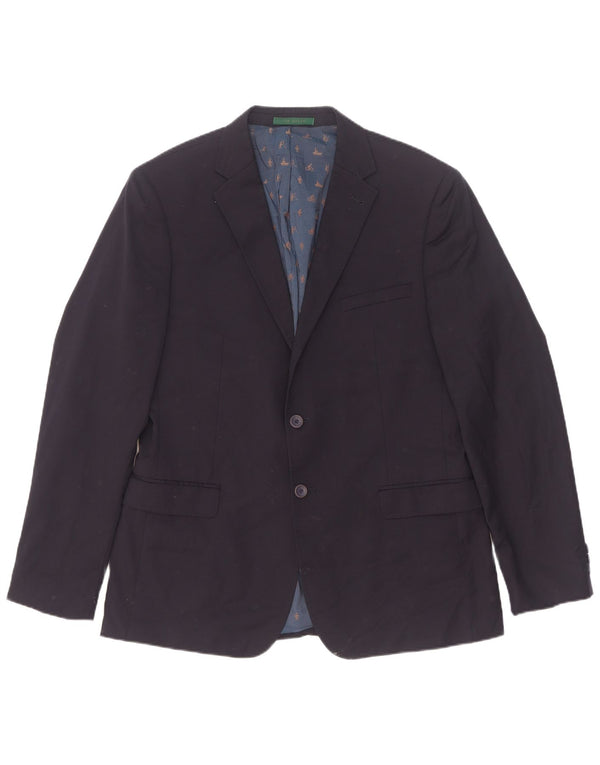 Ted Baker Męska marynarka zapinana na 2 guziki, nowoczesny krój, rozmiar 42 XL, granatowo-wełniana