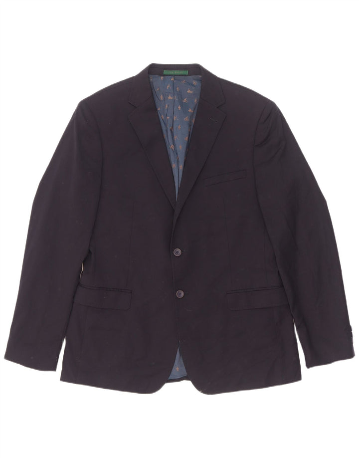 Ted Baker Męska marynarka zapinana na 2 guziki, nowoczesny krój, rozmiar 42 XL, granatowo-wełniana