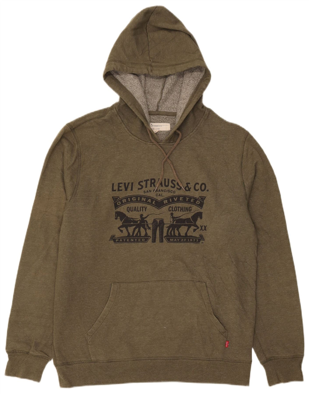 Męski sweter z kapturem i grafiką Levi's, średniej wielkości bawełna khaki