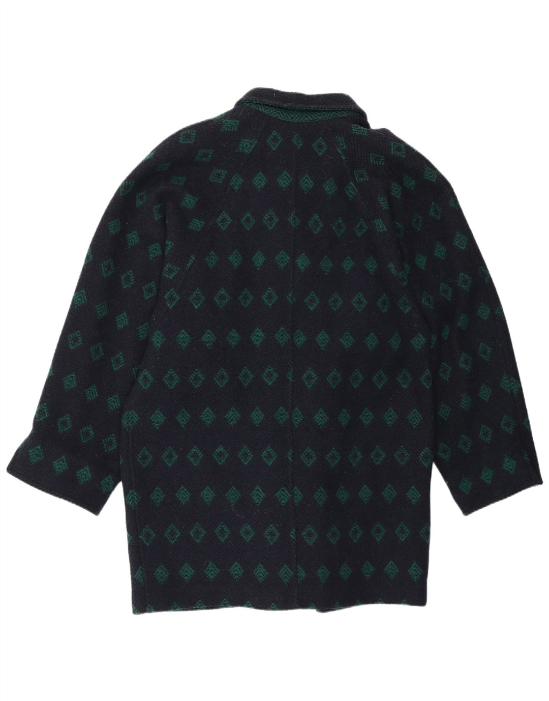 Vintage damski płaszcz o luźnym kroju IT 42 Średni granatowy Argyle/Diament