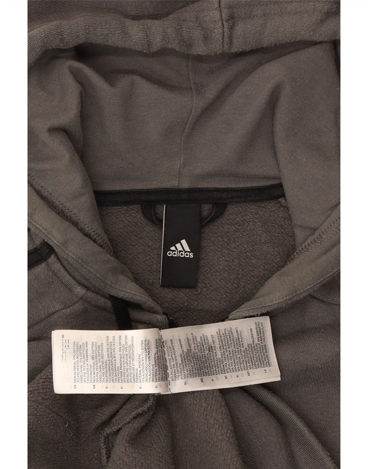 ADIDAS Mens Zip Hoodie Sweater Small Grey Cotton