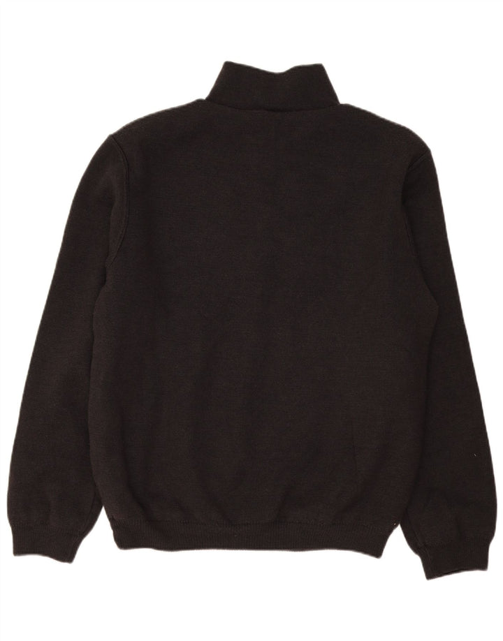 Vintage męski sweter z zamkiem błyskawicznym, duży, czarny wełniany