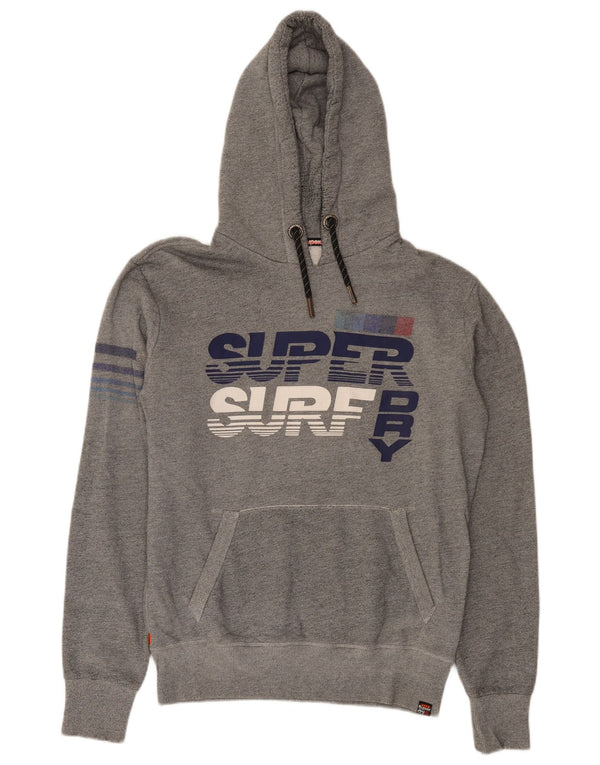 Męski sweter z kapturem Superdry z grafiką, średnioszary, bawełniany w cętki