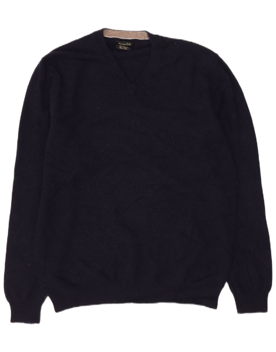 Sweter damski Massimo Dutti z dekoltem w kształcie litery V, UK 18 XL, granatowo-wełniany