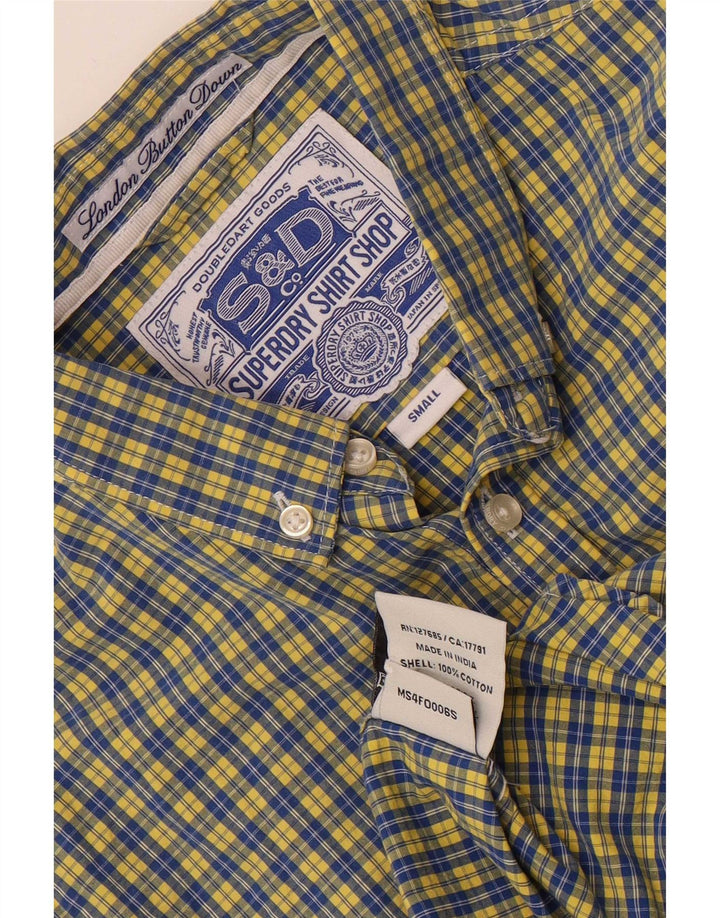 Koszula męska Superdry, mała, niebieska, bawełniana krata