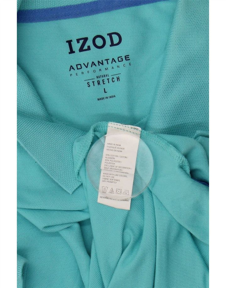 Męska koszulka polo IZOD, duża, turkusowa, bawełniana