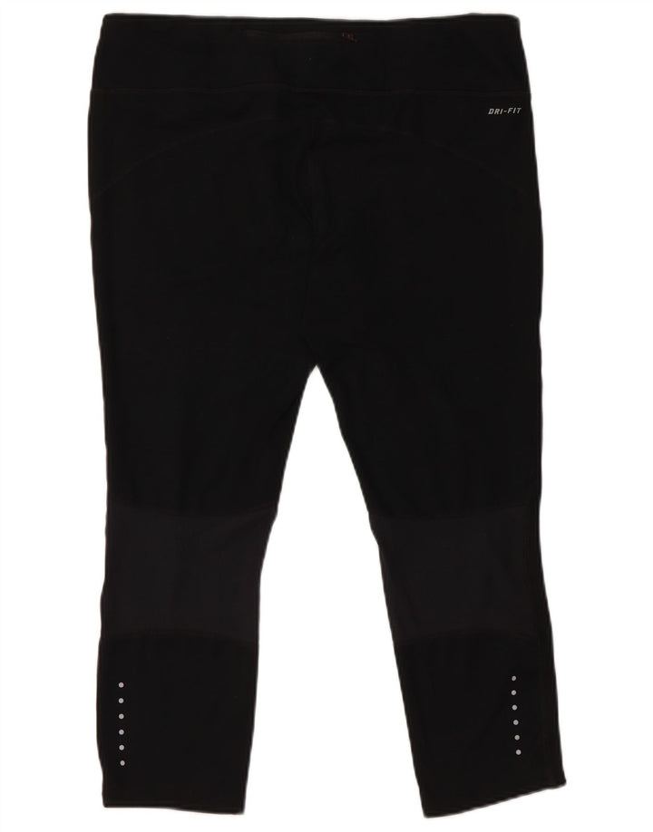 NIKE Womens Dri Fit Capri Leggings UK 18 XL  Black Polyester