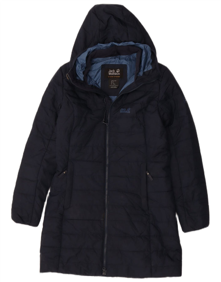 Damski ocieplany płaszcz z kapturem Jack Wolfskin UK 8/10, mały, granatowy, poliester
