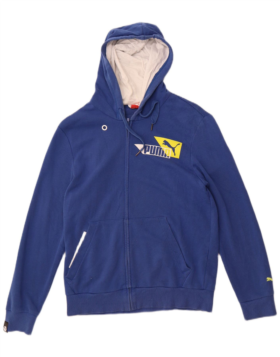 Męski sweter z kapturem i zamkiem błyskawicznym Puma, mały, niebieski, bawełniany