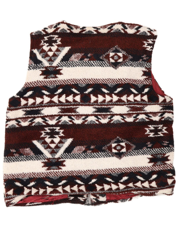 Vintage damska kamizelka Sherpa UK 14, duża, wielobarwna, geometryczna aztecka