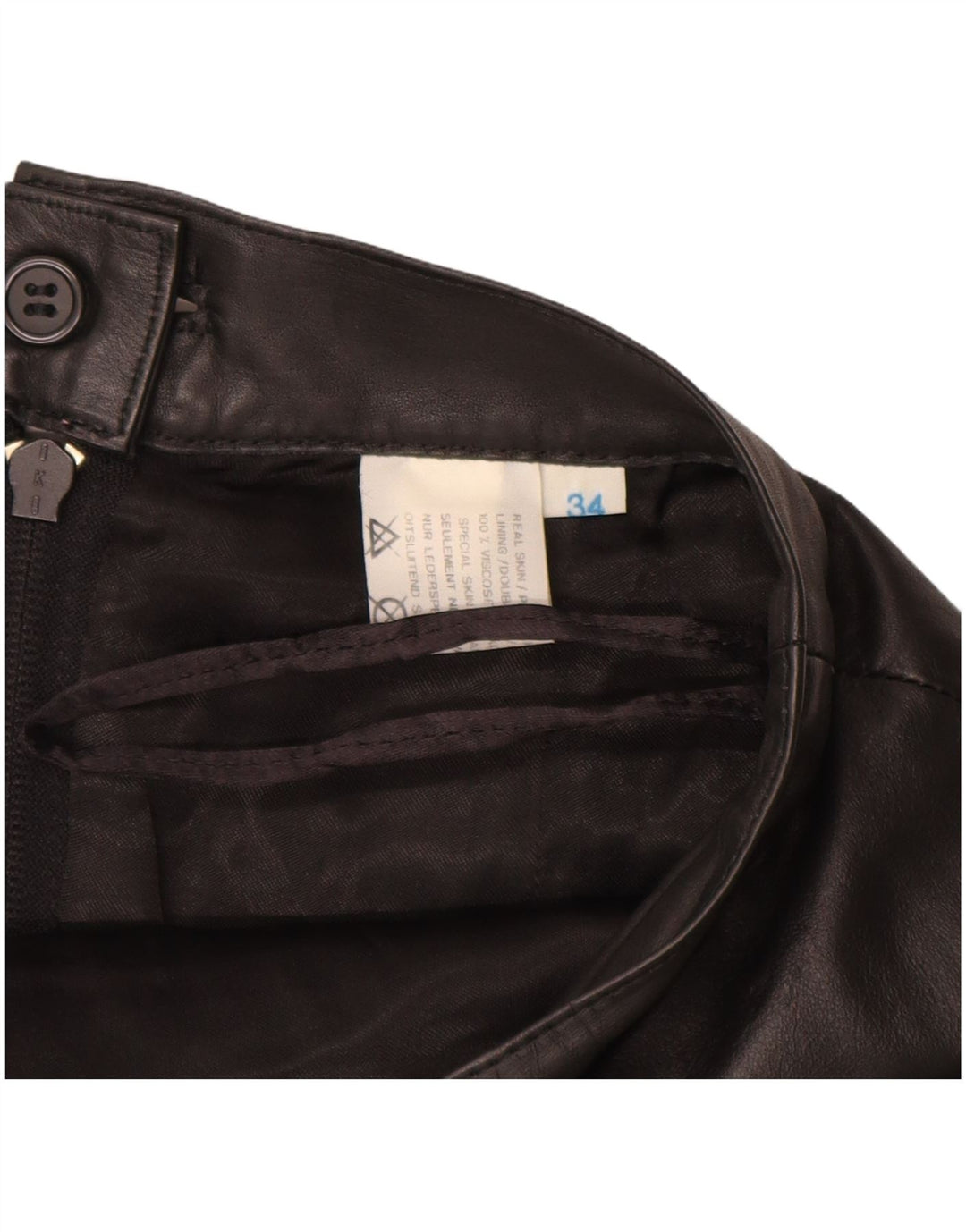 VINTAGE Damska skórzana spódnica EU 34 XS W24 Czarna skóra