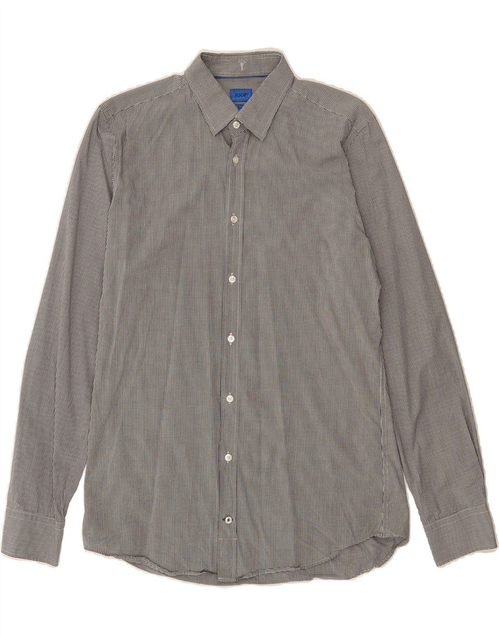 JOOP Mens Shirt Size 15 1/2 39 Medium Grey Check Cotton Vintage Joop and Second-Hand Joop from Messina Hembry 
