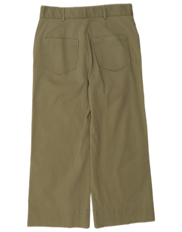 Damskie spodnie z wysokim stanem i szerokimi nogawkami Zara, małe W26 L23, bawełna khaki