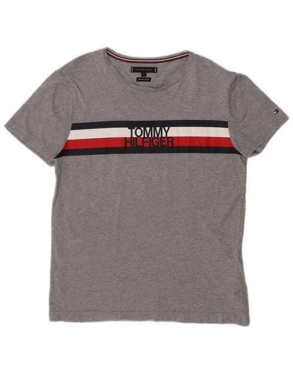 Damska koszulka graficzna Tommy Hilfiger Top UK 14 w kolorze średnioszarym