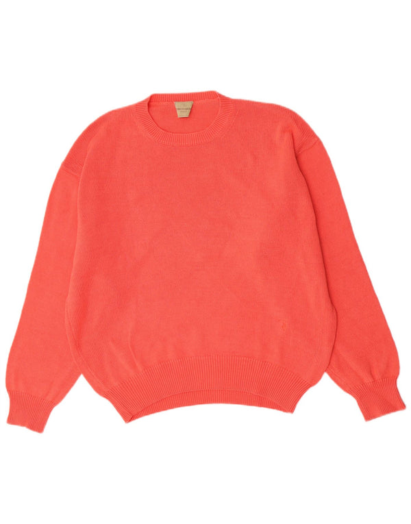 Damski sweter oversize Trussardi z okrągłym dekoltem, UK 10, mały, różowy, bawełniany