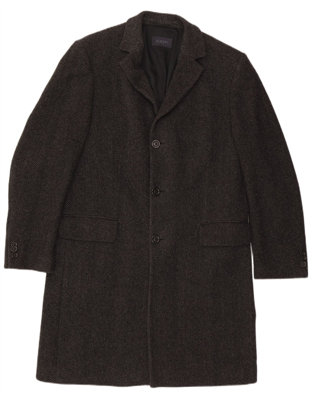 Płaszcz męski Joop EU 52 XL, czarna wełna w jodełkę