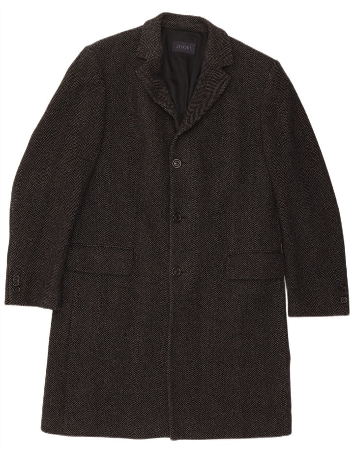 Płaszcz męski Joop EU 52 XL, czarna wełna w jodełkę