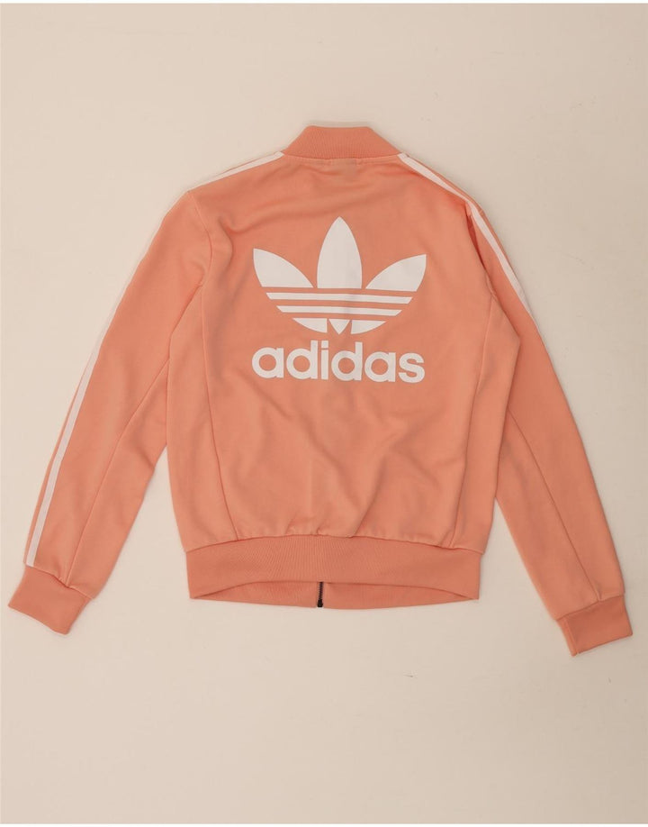 Damska kurtka dresowa Adidas z grafiką, UK 8, mała, różowa, poliester
