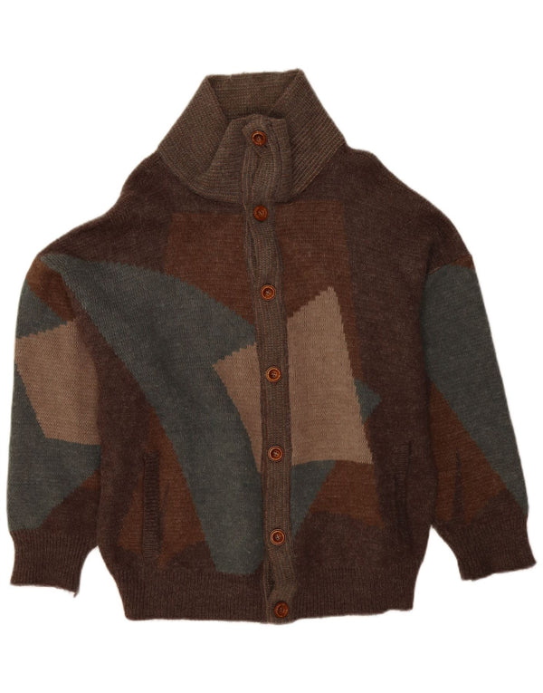 Damski sweter oversize VINTAGE UK 18 XL, brązowy patchwork