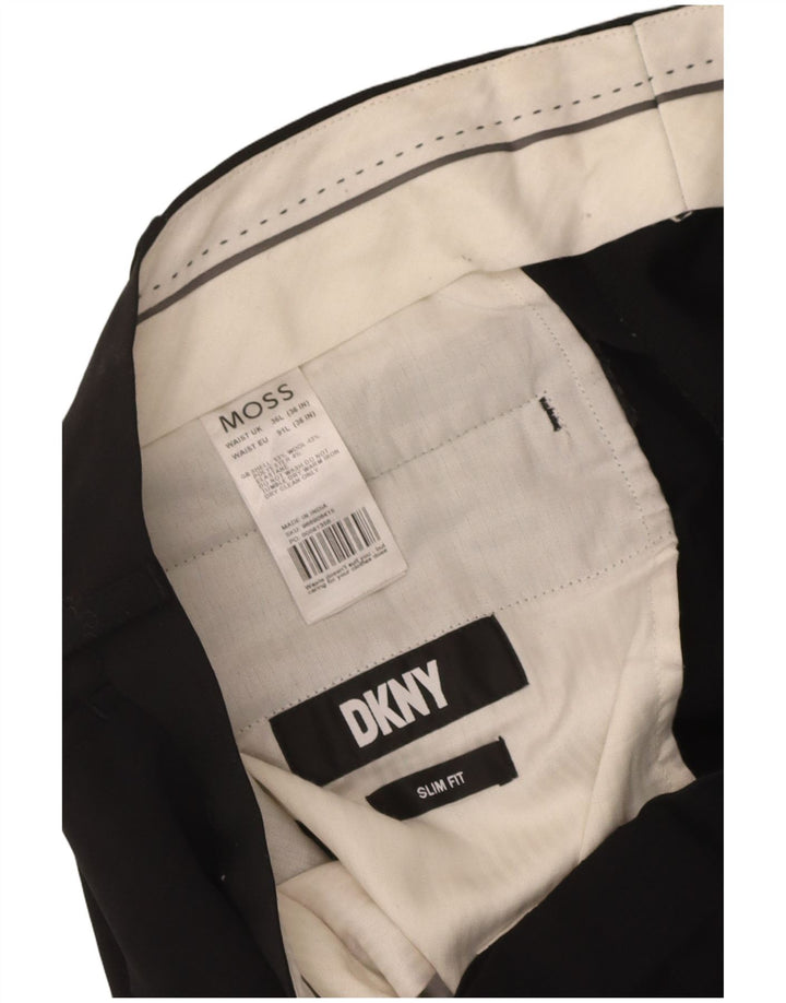 Męskie spodnie garniturowe Dkny Slim Fit W36 L33 Czarna wełna