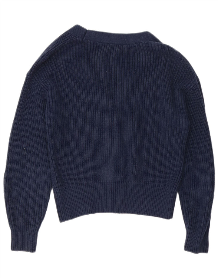 Marks & Spencer Damski sweter rozpinany UK 10, mały, granatowy, bawełniany