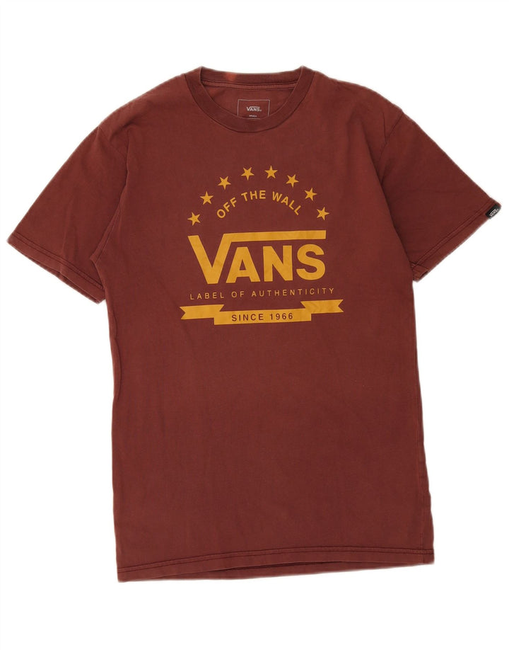 Męski T-shirt Vans o klasycznym kroju z grafiką, mały, brązowy, bawełniany