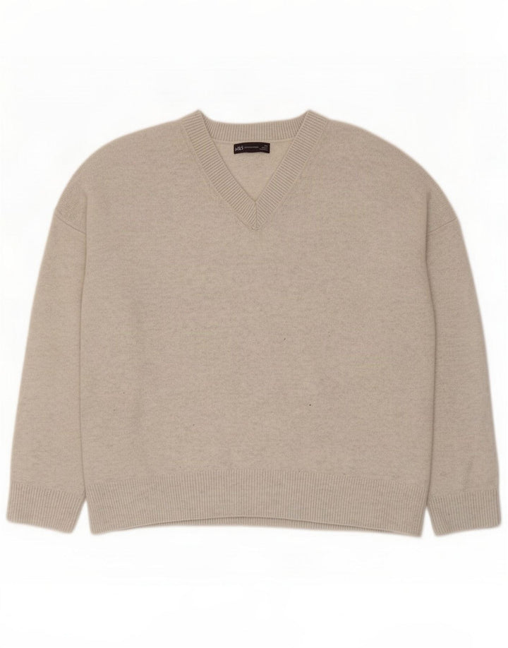 Marks & Spencer Męski sweter z dekoltem w kształcie litery V, XL, szary, poliester