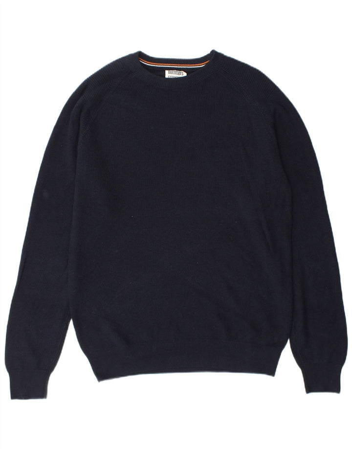 Męski sweter z okrągłym dekoltem Essentials, duży, granatowy, bawełniany