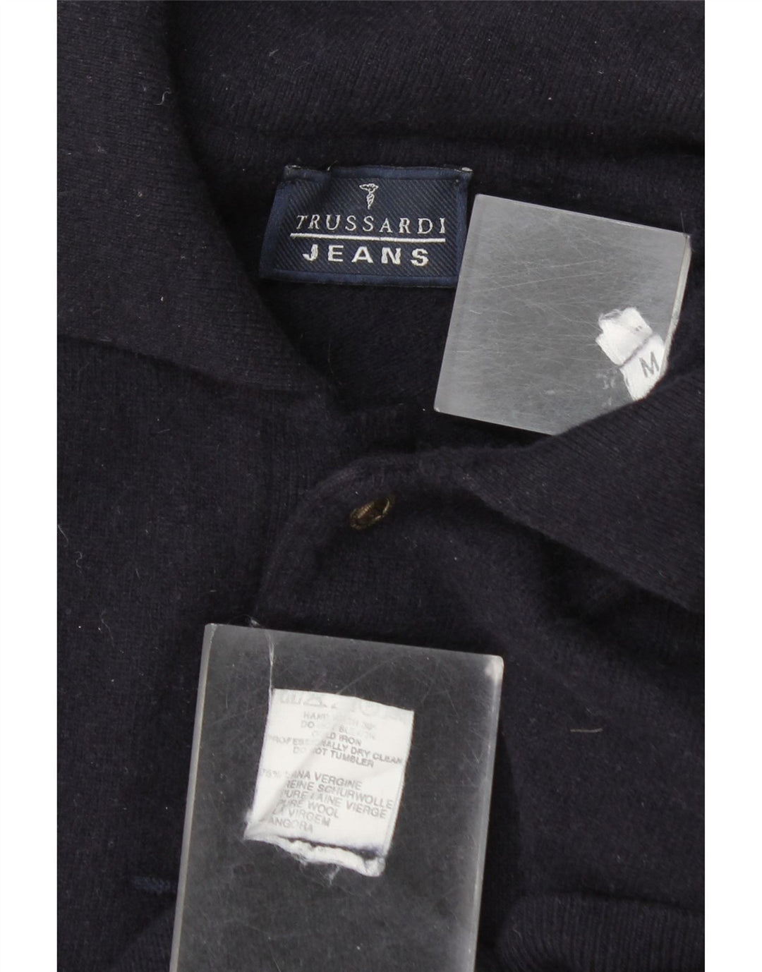 Męski sweter polo Trussardi Jeans Średni granatowy wełniany