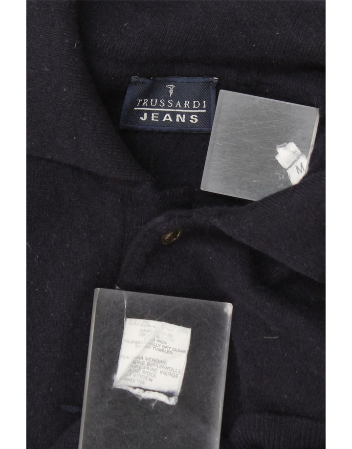 Męski sweter polo Trussardi Jeans Średni granatowy wełniany