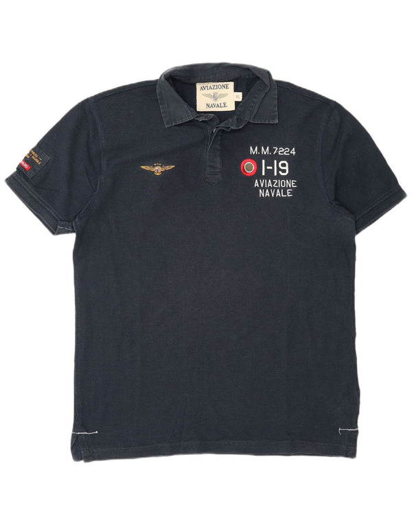 Aviazione Navale Mens Graphic Polo Shirt XL Navy Blue Cotton