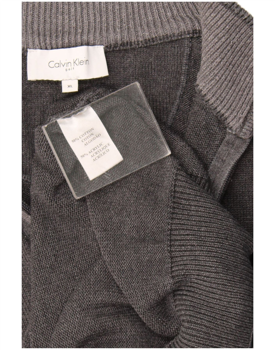 Męski sweter zapinany na zamek Calvin Klein XL, szary, bawełniany