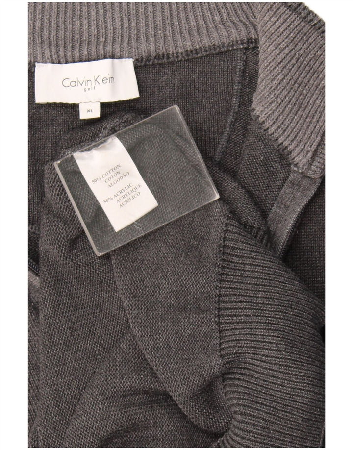 Męski sweter zapinany na zamek Calvin Klein XL, szary, bawełniany