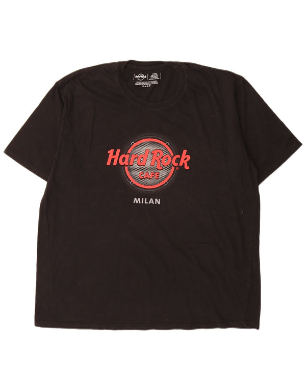 Hard Rock Cafe Męski T-shirt z grafiką Milan Top 2XL Czarna bawełna