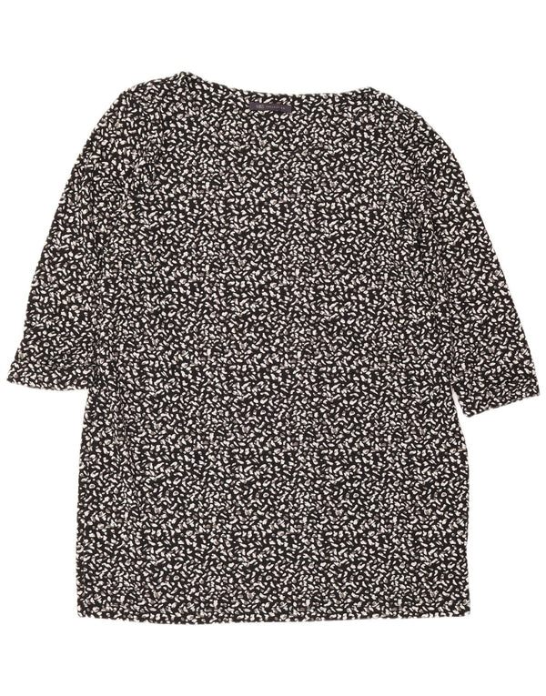 Marks & Spencer Damska tunika z rękawem 3/4, UK 18 XL, czarna, z nadrukiem zwierzęcym