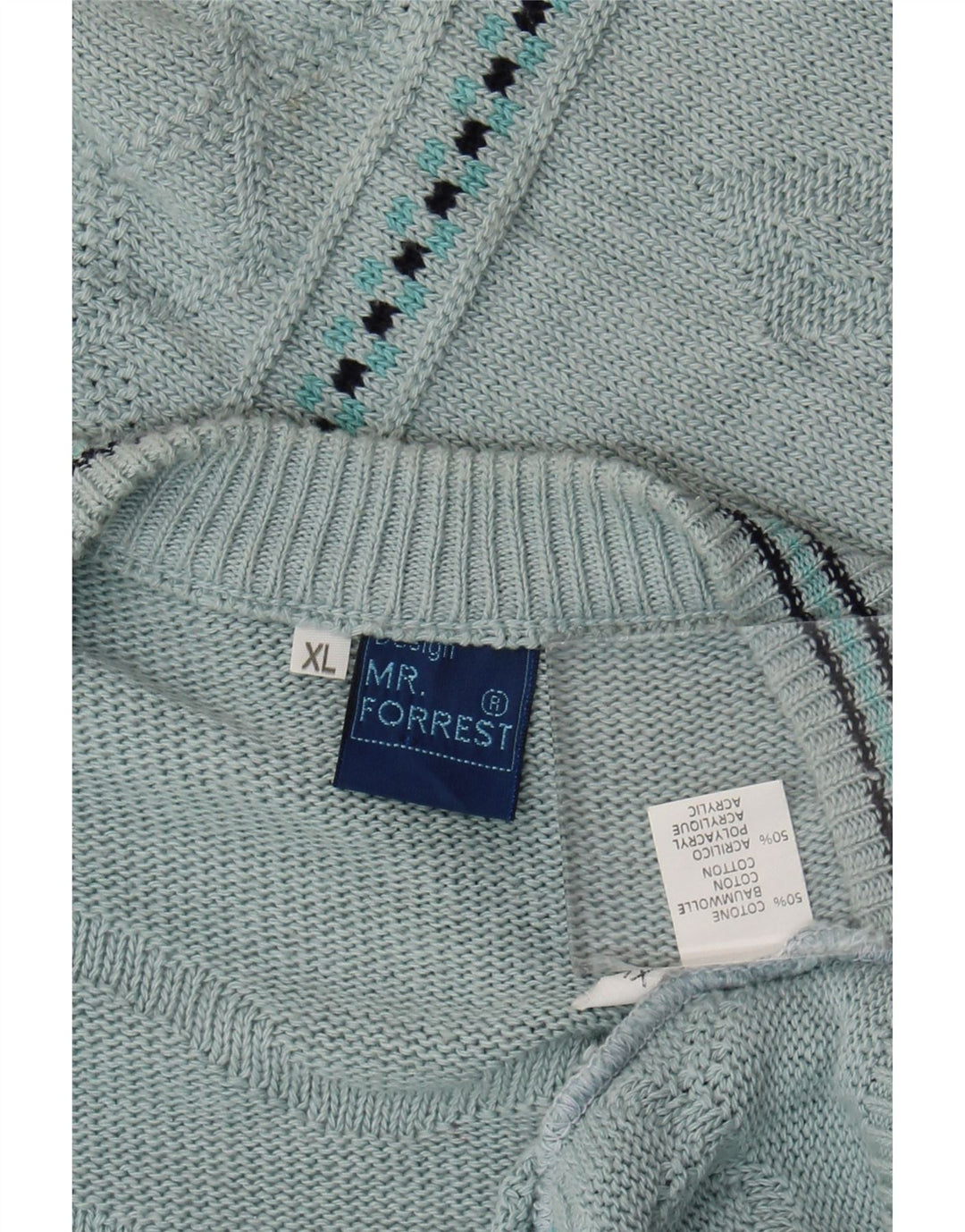 Sweter męski Mr. Forrest XL, niebieski, geometryczny, bawełniany