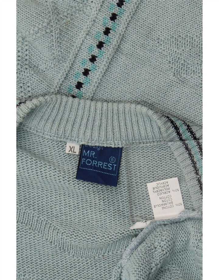 Sweter męski Mr. Forrest XL, niebieski, geometryczny, bawełniany