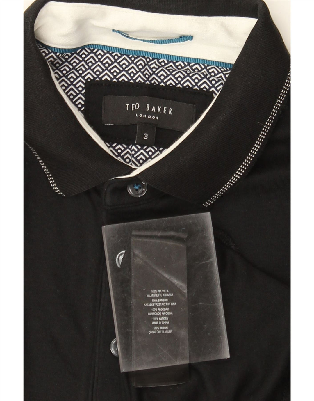 Męska koszulka polo Ted Baker, rozmiar 3, średnia czarna, bawełniana