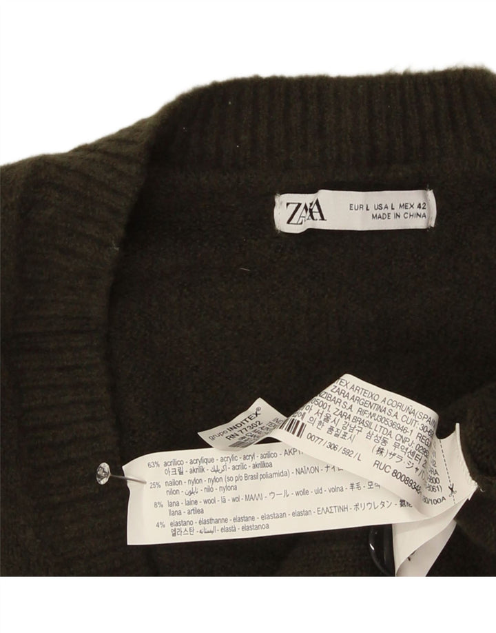 Męski sweter Zara, duży, khaki, akryl