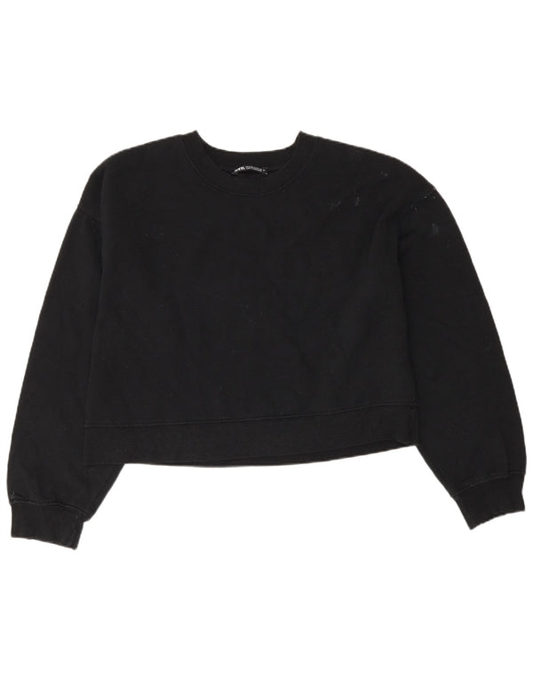 Damski sweter oversize Zara Crop UK 10, mały, czarny, bawełniany