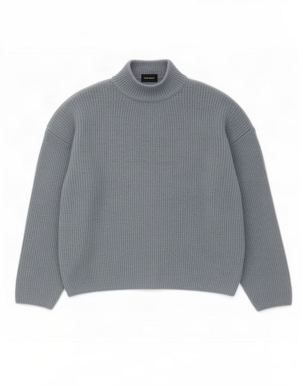 Vero Moda Womens Crop Turtle Neck Jumper Sweater UK 14 Medium Blue Acrylic