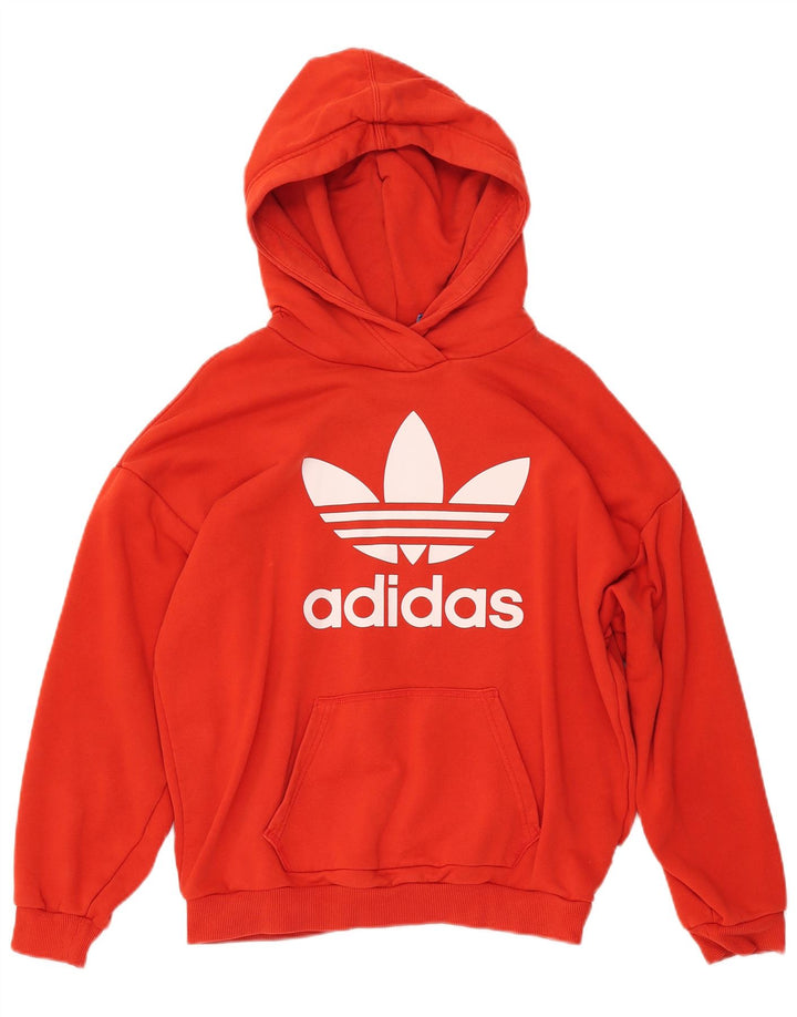 Damski sweter oversize z kapturem ADIDAS z grafiką UK 10, mały, pomarańczowy, bawełniany