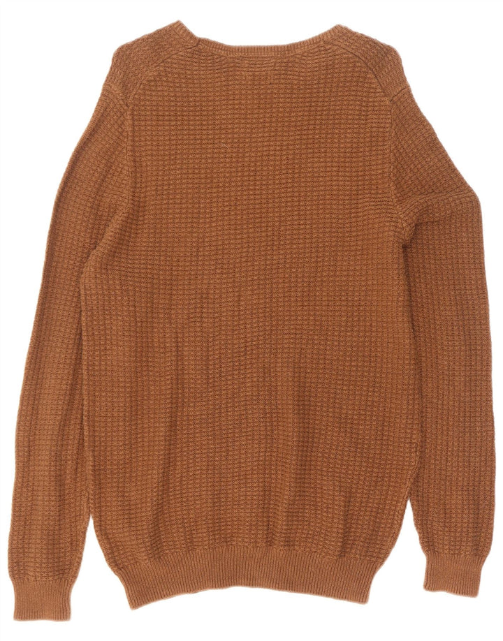 Męski sweter z okrągłym dekoltem Massimo Dutti XL, brązowy, bawełniany