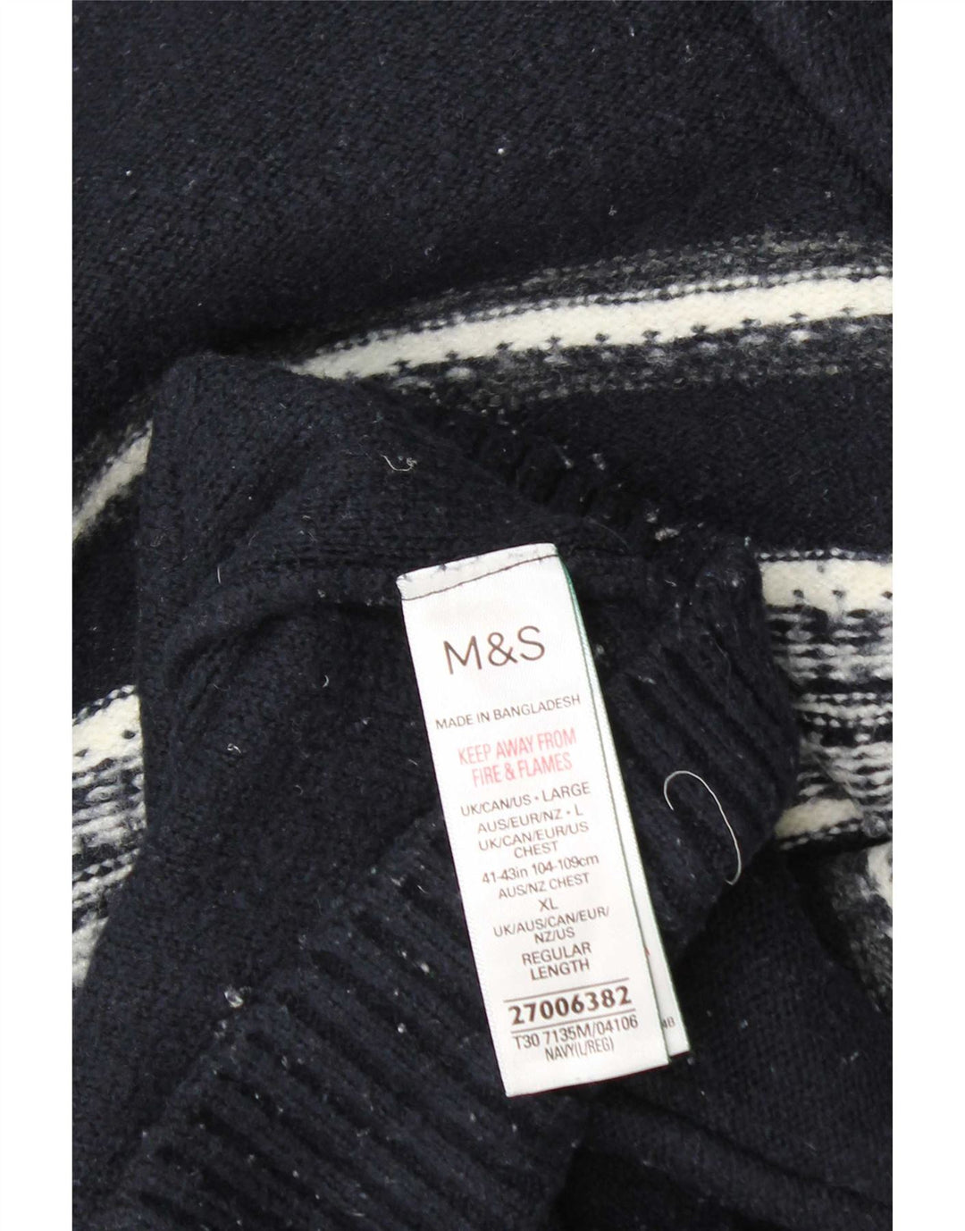 Marks & Spencer Męski sweter zapinany na zamek, duże granatowe paski
