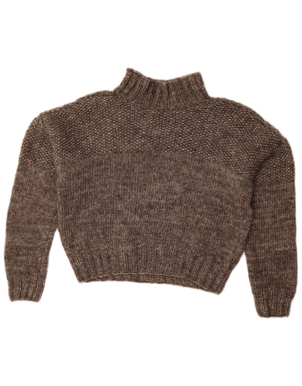 Vintage damski sweter z golfem UK 18 XL, brązowy, nakrapiany