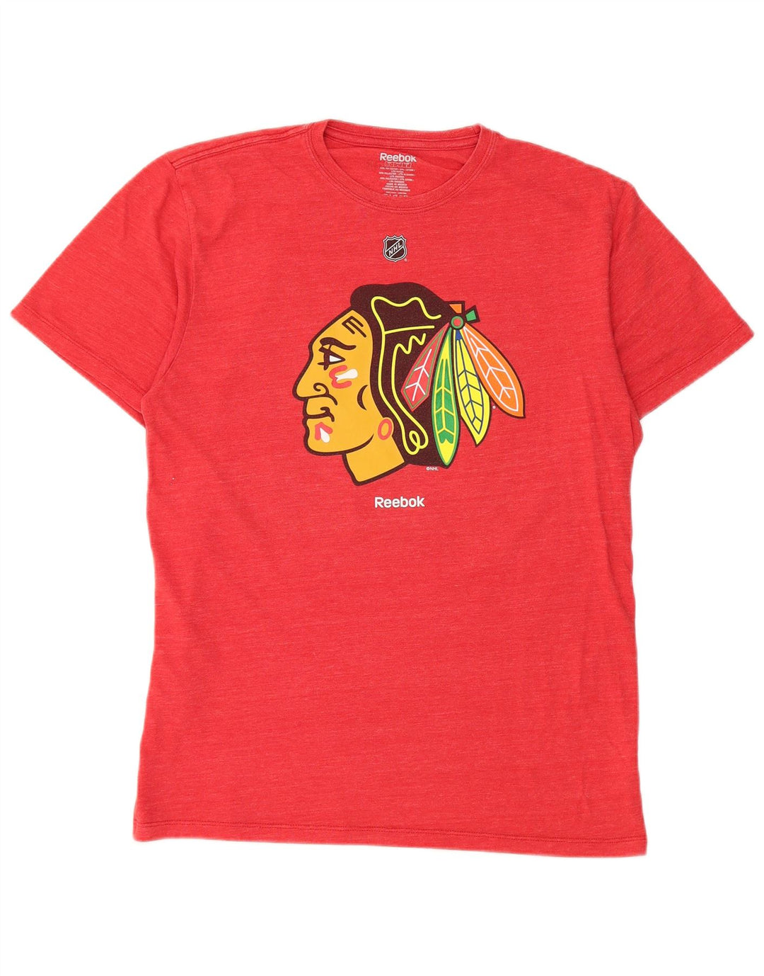 Męski T-shirt Reebok Chicago Blackhawks z grafiką, duży, czerwony, poliester