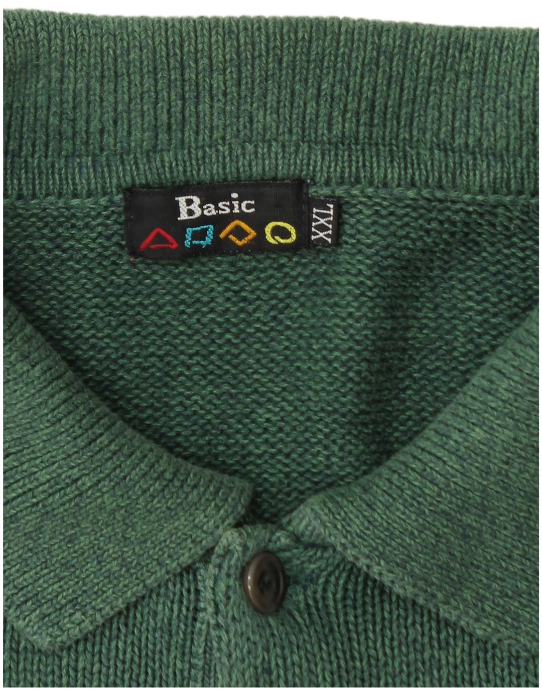 BASIC Męski sweter polo, 2XL, zielony, bawełniany
