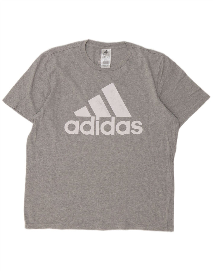 Męska koszulka z grafiką Adidas, duża, szara, bawełniana